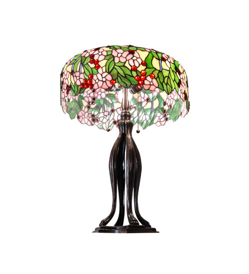 Three Light Table Lamp from the Tiffany Cherry Blossom collection in Mahogany Bronze finish