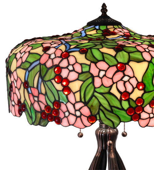 Three Light Table Lamp from the Tiffany Cherry Blossom collection in Mahogany Bronze finish