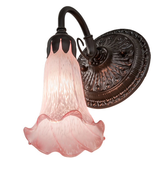 One Light Wall Sconce from the Pink Pond Lily collection in Oil Rubbed Bronze finish