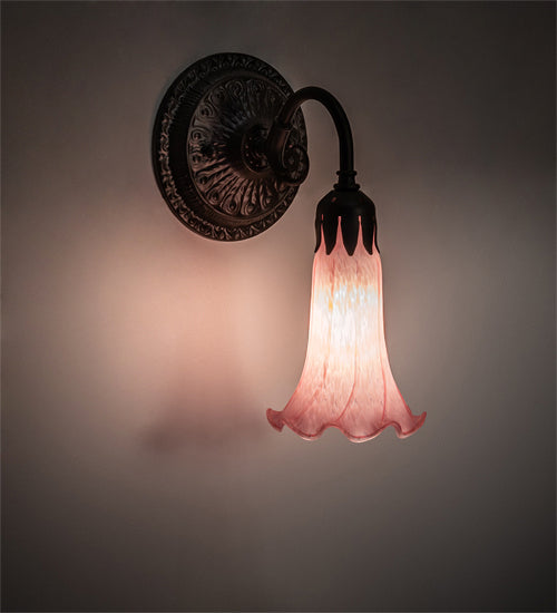 One Light Wall Sconce from the Pink Pond Lily collection in Oil Rubbed Bronze finish