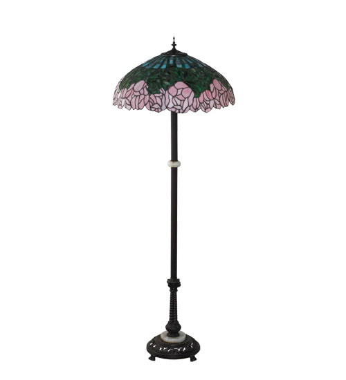 Three Light Floor Lamp from the Tiffany Cabbage Rose collection in Mahogany Bronze finish