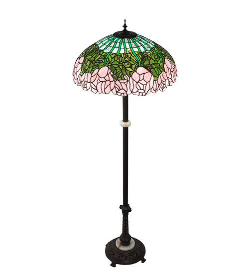Three Light Floor Lamp from the Tiffany Cabbage Rose collection in Mahogany Bronze finish