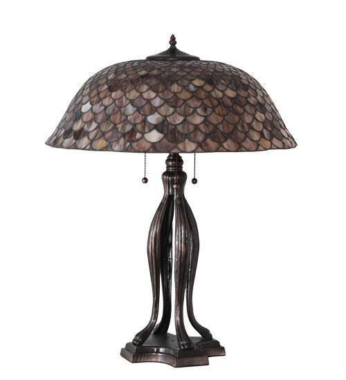 Three Light Table Lamp from the Fishscale collection in Mahogany Bronze finish