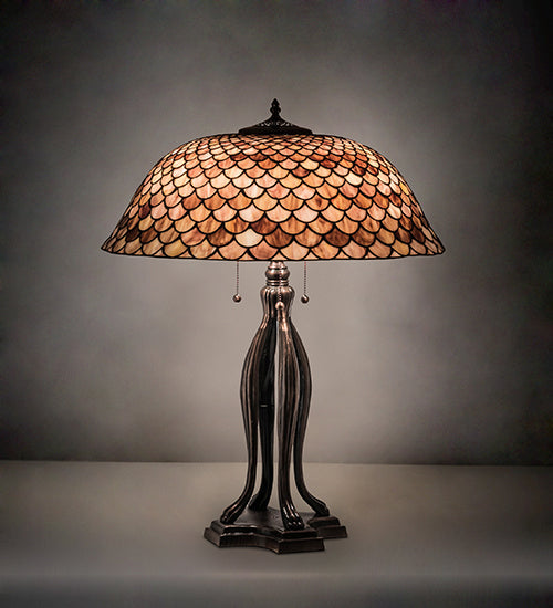 Three Light Table Lamp from the Fishscale collection in Mahogany Bronze finish