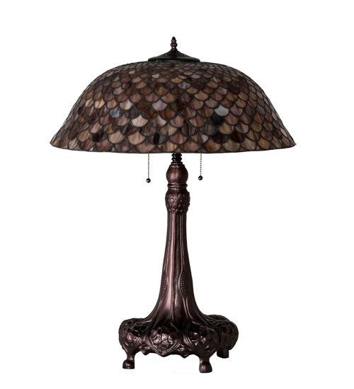 Three Light Table Lamp from the Fishscale collection in Mahogany Bronze finish