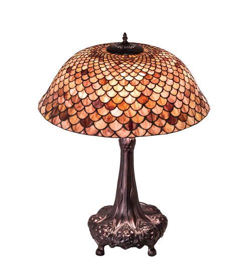 Three Light Table Lamp from the Fishscale collection in Mahogany Bronze finish