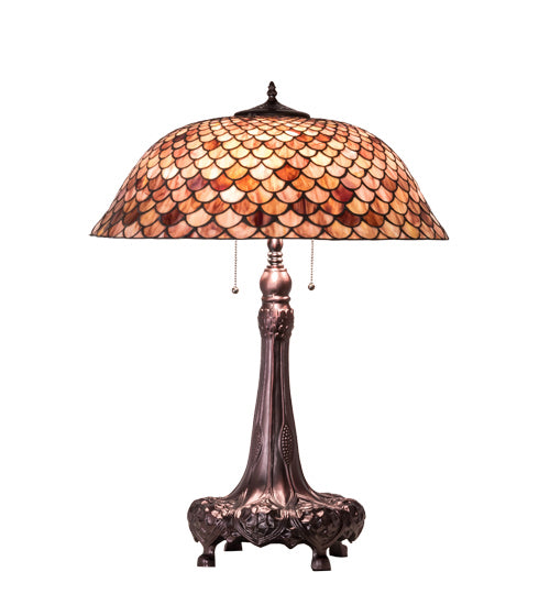Three Light Table Lamp from the Fishscale collection in Mahogany Bronze finish