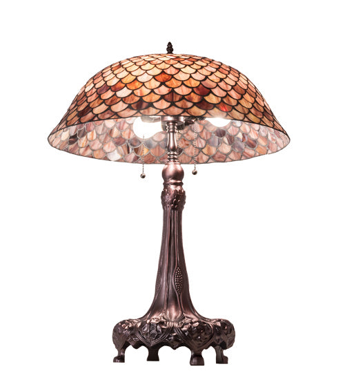 Three Light Table Lamp from the Fishscale collection in Mahogany Bronze finish