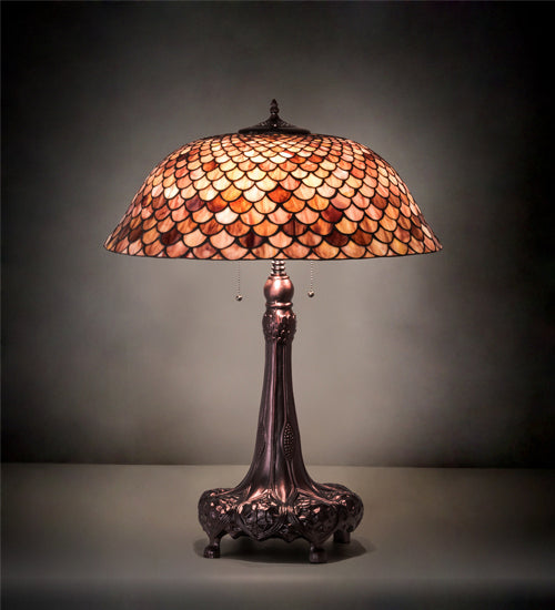 Three Light Table Lamp from the Fishscale collection in Mahogany Bronze finish