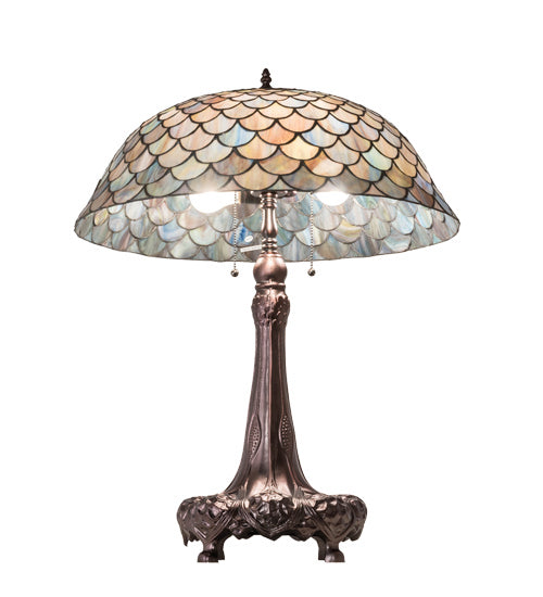 Three Light Table Lamp from the Tiffany Fishscale collection in Mahogany Bronze finish