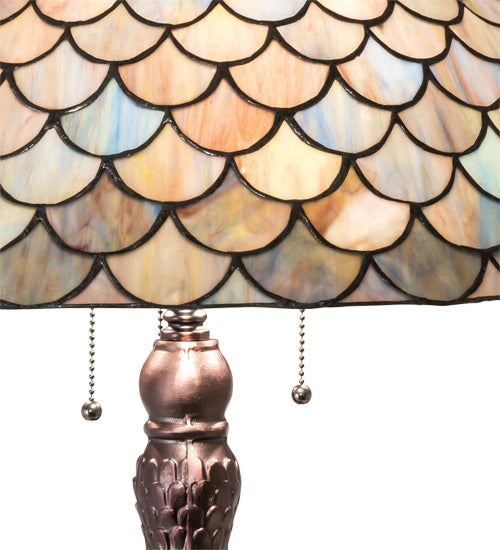 Three Light Table Lamp from the Tiffany Fishscale collection in Mahogany Bronze finish
