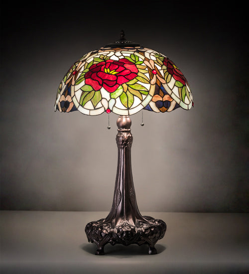 Three Light Table Lamp from the Renaissance Rose collection in Mahogany Bronze finish