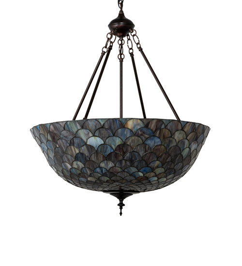 Three Light Pendant from the Tiffany Fishscale collection in Mahogany Bronze finish