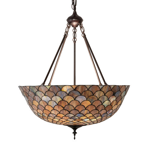 Three Light Pendant from the Tiffany Fishscale collection in Mahogany Bronze finish