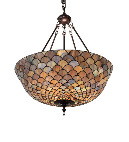 Three Light Pendant from the Tiffany Fishscale collection in Mahogany Bronze finish