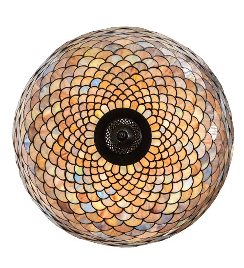 Three Light Pendant from the Tiffany Fishscale collection in Mahogany Bronze finish