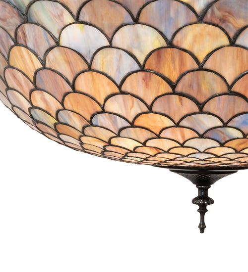 Three Light Pendant from the Tiffany Fishscale collection in Mahogany Bronze finish