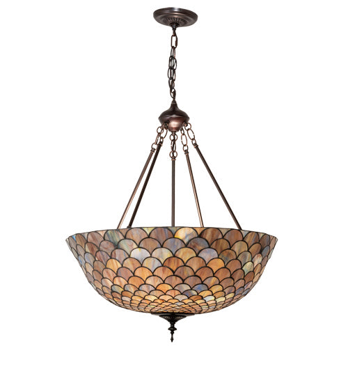 Three Light Pendant from the Tiffany Fishscale collection in Mahogany Bronze finish