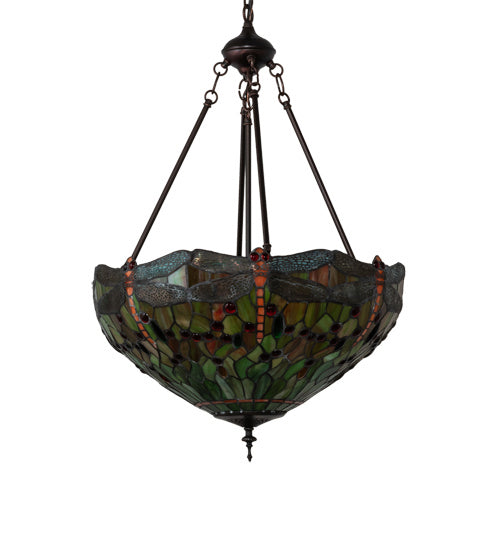Three Light Pendant from the Tiffany Hanginghead Dragonfly collection in Mahogany Bronze finish