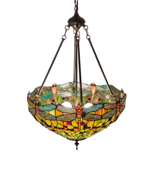 Three Light Pendant from the Tiffany Hanginghead Dragonfly collection in Mahogany Bronze finish