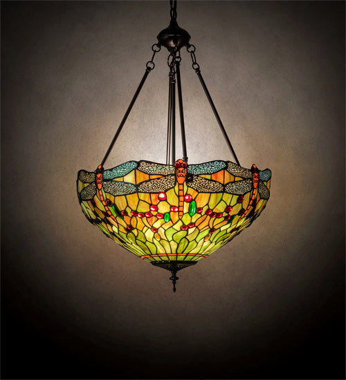 Three Light Pendant from the Tiffany Hanginghead Dragonfly collection in Mahogany Bronze finish