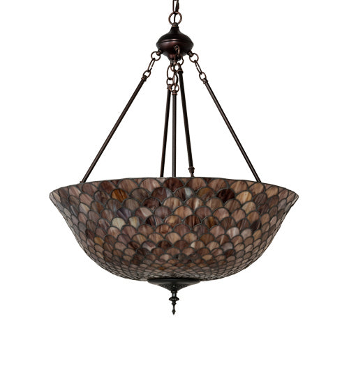 Three Light Pendant from the Tiffany Fishscale collection in Mahogany Bronze finish