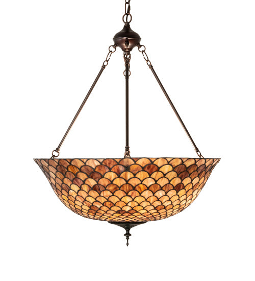 Three Light Pendant from the Tiffany Fishscale collection in Mahogany Bronze finish