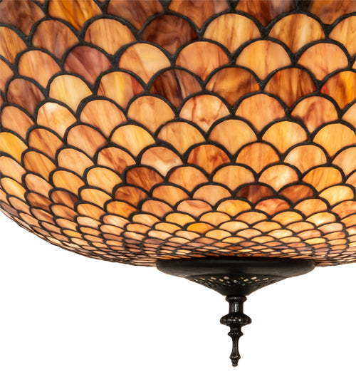 Three Light Pendant from the Tiffany Fishscale collection in Mahogany Bronze finish