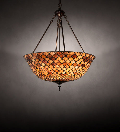 Three Light Pendant from the Tiffany Fishscale collection in Mahogany Bronze finish