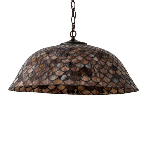 Three Light Pendant from the Tiffany Fishscale collection in Mahogany Bronze finish
