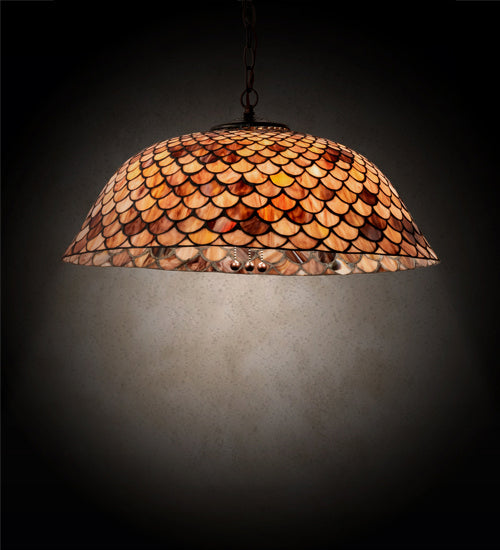 Three Light Pendant from the Tiffany Fishscale collection in Mahogany Bronze finish
