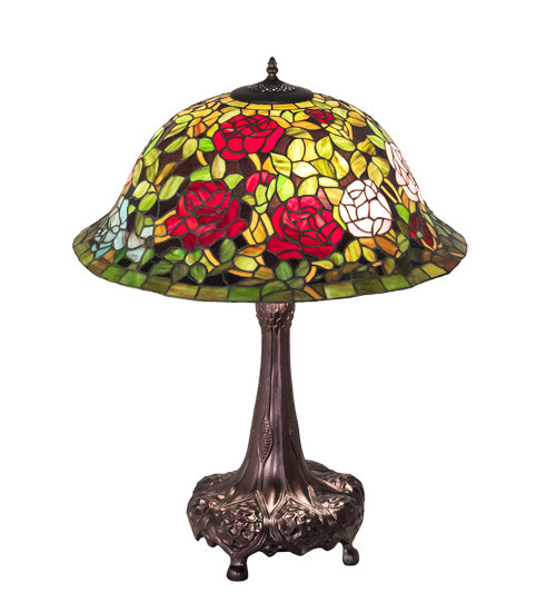 Three Light Table Lamp from the Tiffany Rosebush collection in Mahogany Bronze finish