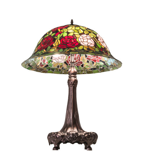 Three Light Table Lamp from the Tiffany Rosebush collection in Mahogany Bronze finish