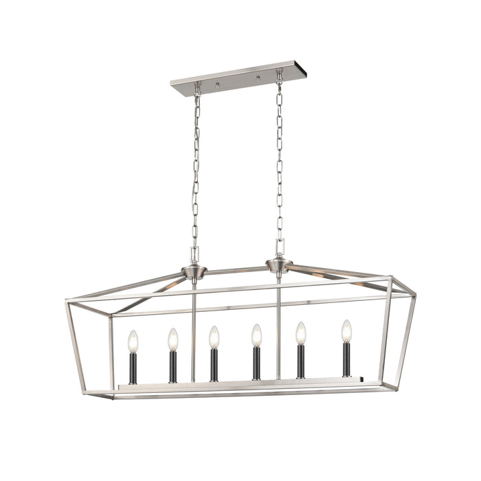 Six Light Linear Pendant from the Lundy`s Lane collection in Multiple Finishes/Satin Nickel finish
