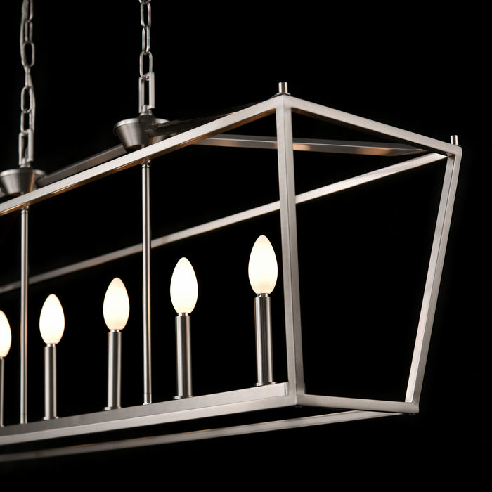 Six Light Linear Pendant from the Lundy`s Lane collection in Multiple Finishes/Satin Nickel finish
