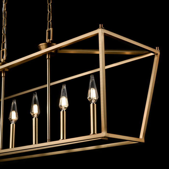 Six Light Linear Pendant from the Lundy`s Lane collection in Multiple Finishes/Brass finish