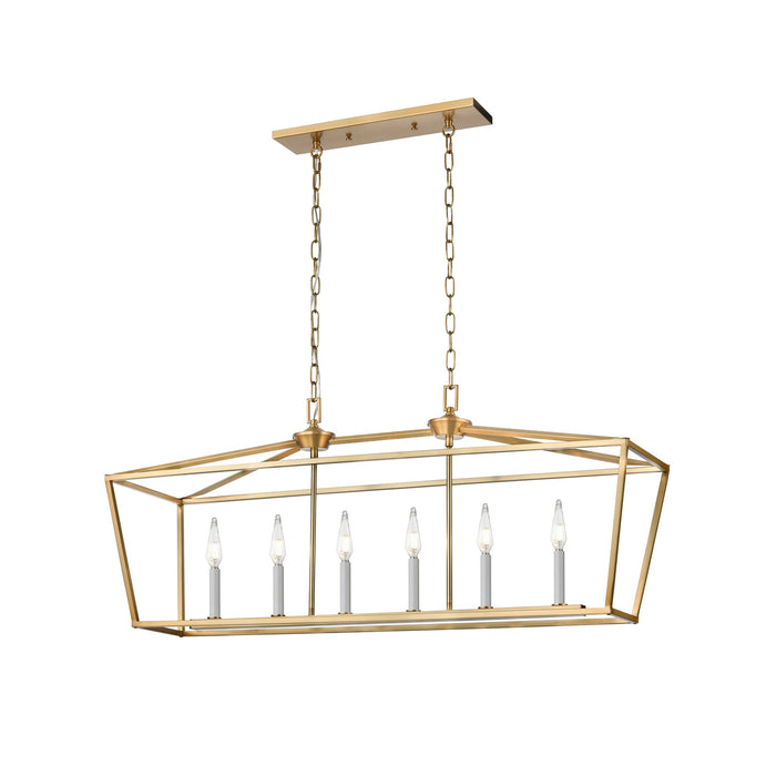 Six Light Linear Pendant from the Lundy`s Lane collection in Multiple Finishes/Brass finish