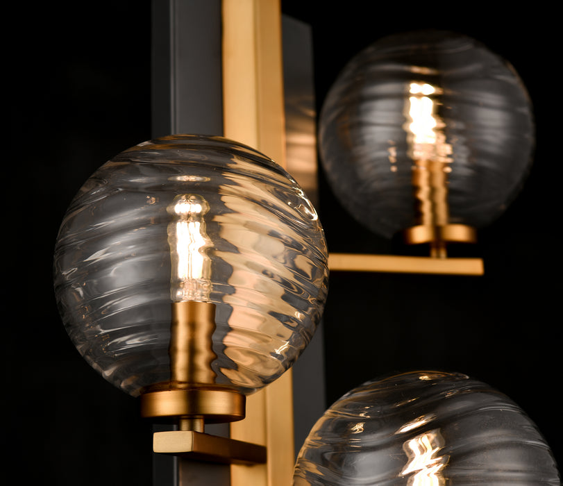 Three Light Wall Sconce from the Tropea collection in Brass/Graphite w/ Ripple Glass finish
