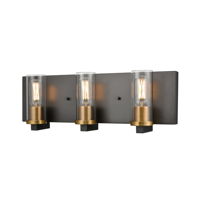 Three Light Vanity from the Sambre collection in Multiple Finishes/Graphite w/ Clear Glass finish