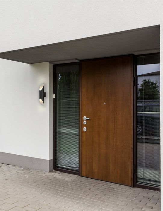 Two Light Outdoor Wall Sconce from the Brecon Outdoor collection in Stainless Steel/Black finish