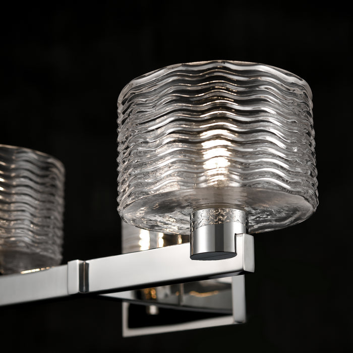 Two Light Vanity from the Percussion collection in Chrome w/ Ripple Glass finish