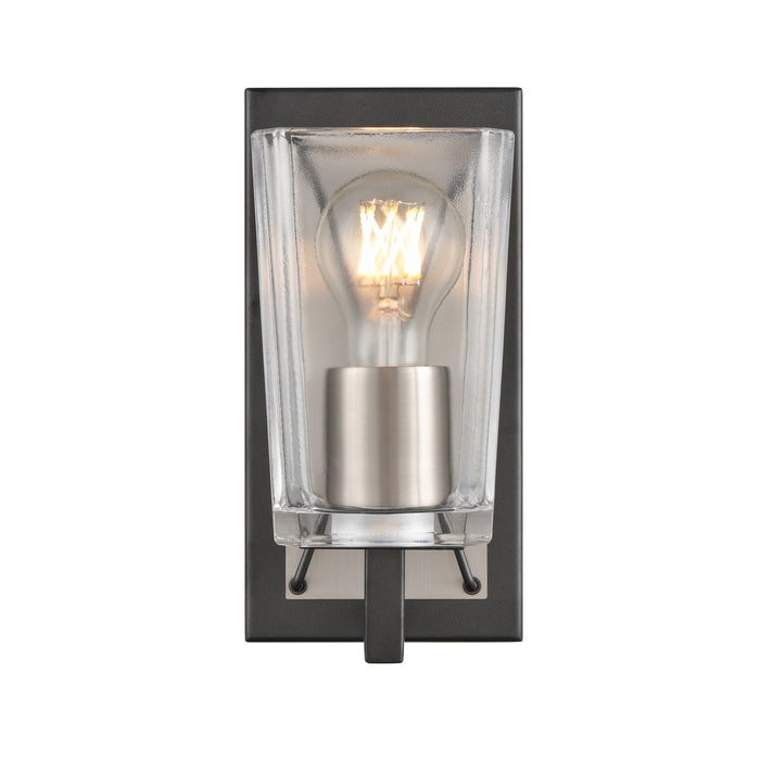 One Light Wall Sconce from the Riverdale collection in Satin Nickel/Graphite w/ Clear Glass finish