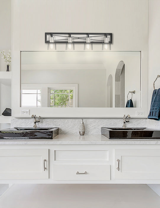 Four Light Vanity from the Riverdale collection in Satin Nickel/Graphite w/ Clear Glass finish