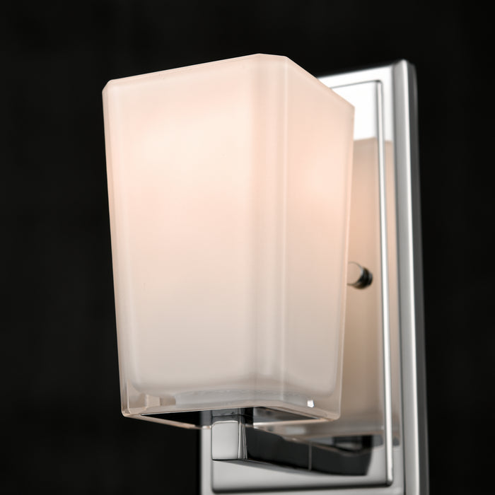 One Light Wall Sconce from the Riverside collection in Chrome w/ Silk Screen Opal Glass finish