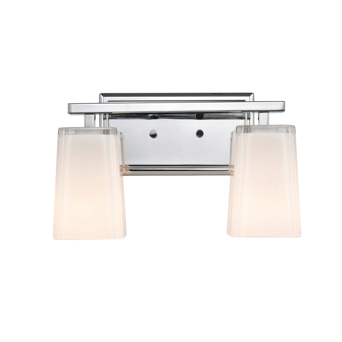 Two Light Vanity from the Riverside collection in Chrome w/ Silk Screen Opal Glass finish