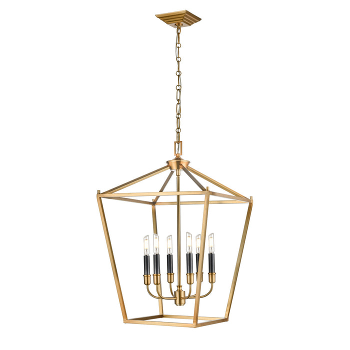 Six Light Foyer Pendant from the Lundy`s Lane collection in Multiple Finishes/Brass finish