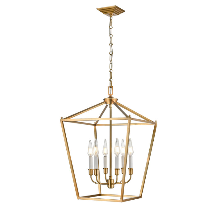 Six Light Foyer Pendant from the Lundy`s Lane collection in Multiple Finishes/Brass finish