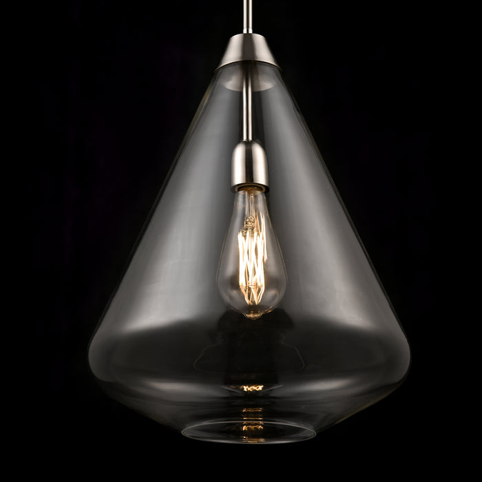 One Light Pendant from the St. Julian collection in Satin Nickel w/ Clear Glass finish
