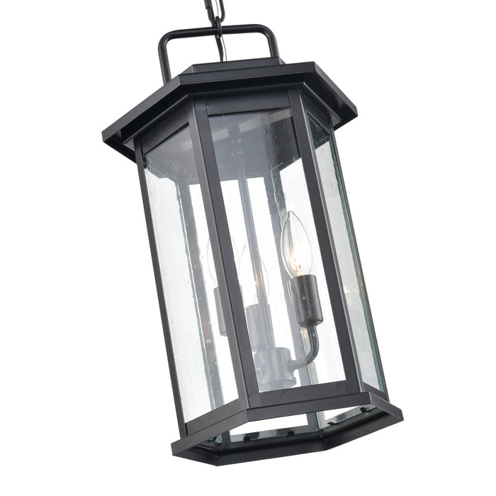 Three Light Outdoor Hanging Lantern from the Ellis collection in Powder Coat Black finish
