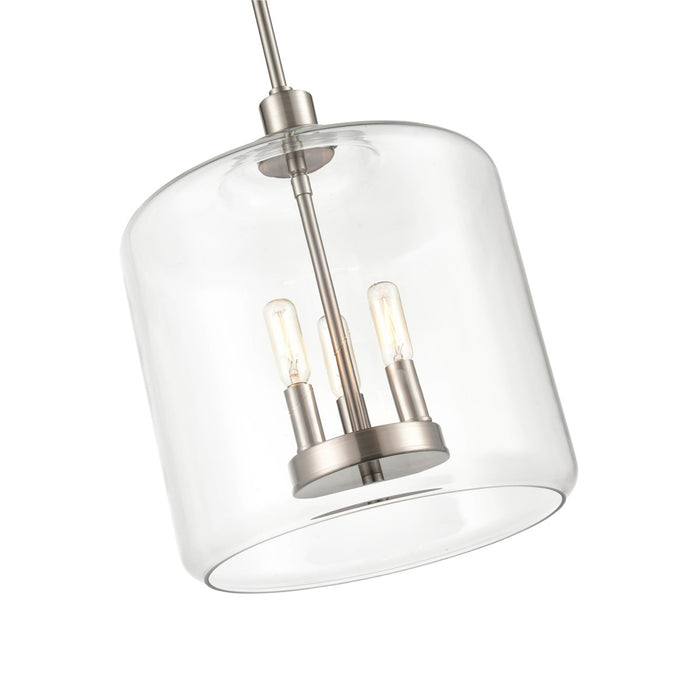 Three Light Pendant from the Asheville collection in Satin Nickel finish